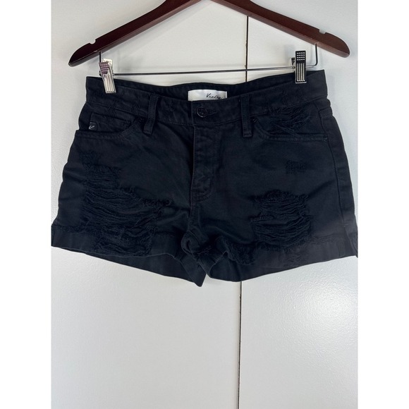 KanCan Distressed Denim Shorts Ripped Black Wash Juniors Size s - Picture 1 of 11